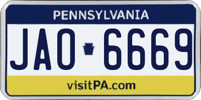 PA license plate JAO6669