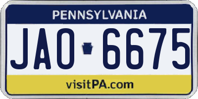 PA license plate JAO6675