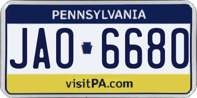 PA license plate JAO6680