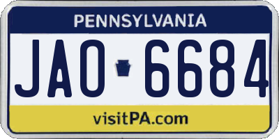PA license plate JAO6684