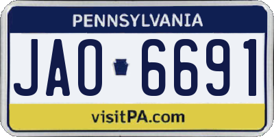 PA license plate JAO6691