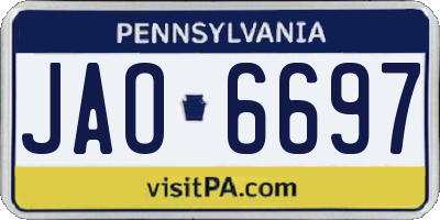 PA license plate JAO6697