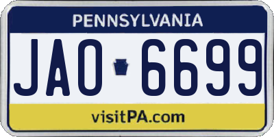 PA license plate JAO6699