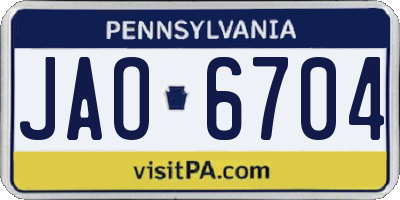 PA license plate JAO6704