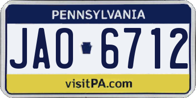 PA license plate JAO6712