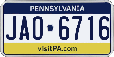 PA license plate JAO6716