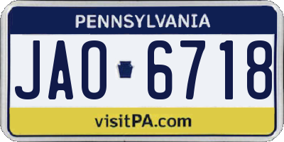 PA license plate JAO6718