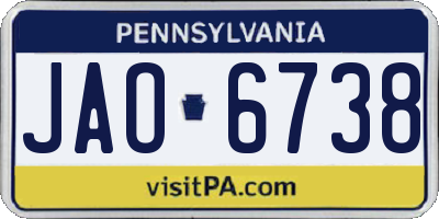 PA license plate JAO6738
