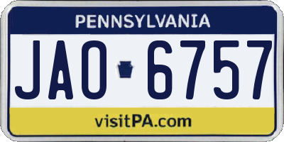 PA license plate JAO6757