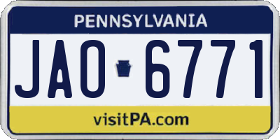 PA license plate JAO6771