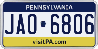 PA license plate JAO6806