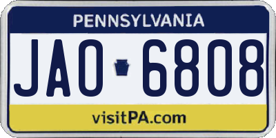 PA license plate JAO6808