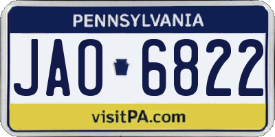 PA license plate JAO6822