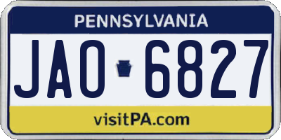 PA license plate JAO6827
