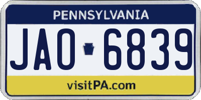 PA license plate JAO6839
