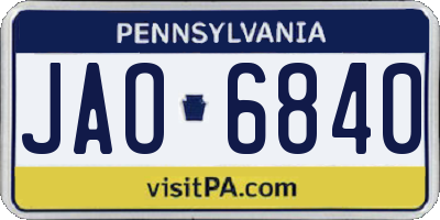 PA license plate JAO6840
