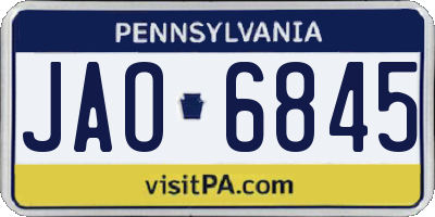 PA license plate JAO6845