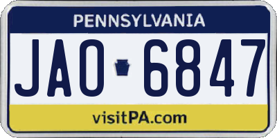 PA license plate JAO6847