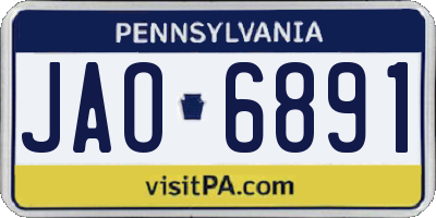 PA license plate JAO6891