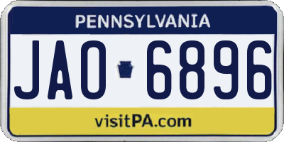 PA license plate JAO6896