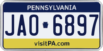 PA license plate JAO6897