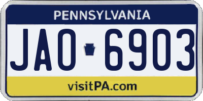PA license plate JAO6903