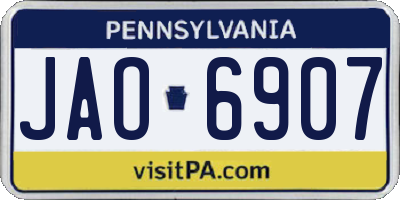 PA license plate JAO6907