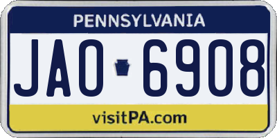 PA license plate JAO6908