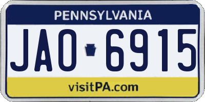 PA license plate JAO6915