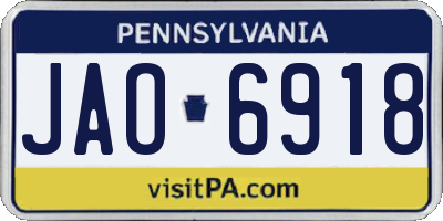 PA license plate JAO6918