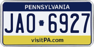 PA license plate JAO6927