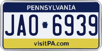 PA license plate JAO6939