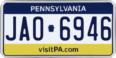 PA license plate JAO6946