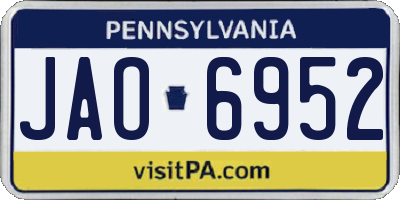 PA license plate JAO6952