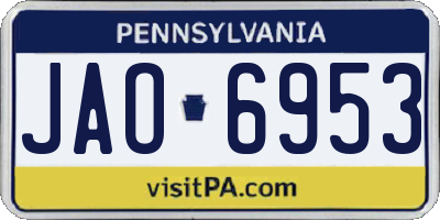 PA license plate JAO6953