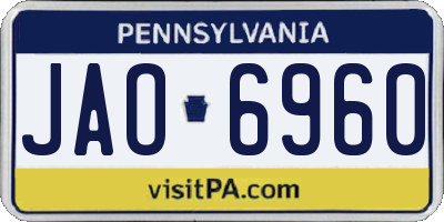 PA license plate JAO6960