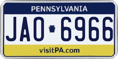 PA license plate JAO6966