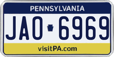 PA license plate JAO6969