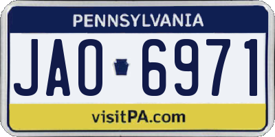 PA license plate JAO6971