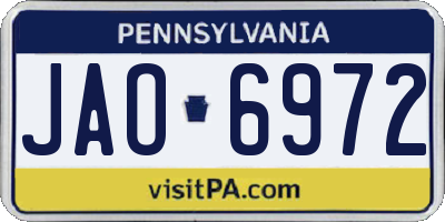 PA license plate JAO6972