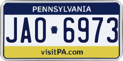 PA license plate JAO6973