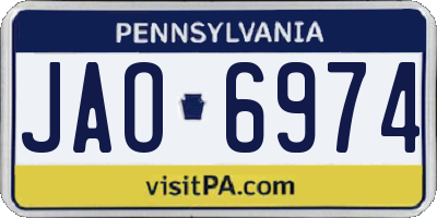 PA license plate JAO6974
