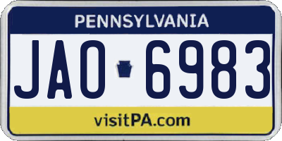 PA license plate JAO6983