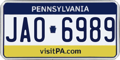 PA license plate JAO6989