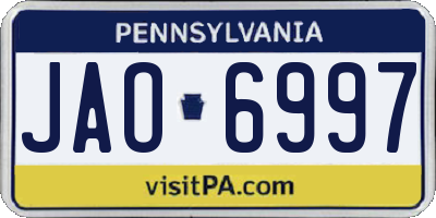 PA license plate JAO6997