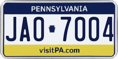 PA license plate JAO7004