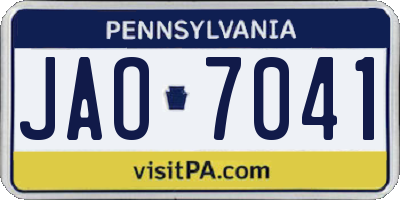 PA license plate JAO7041