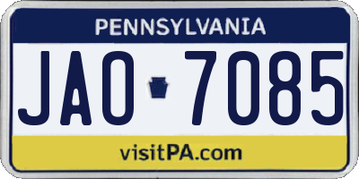 PA license plate JAO7085