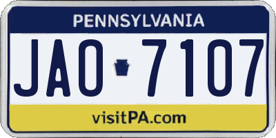 PA license plate JAO7107