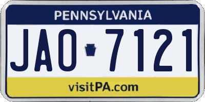 PA license plate JAO7121